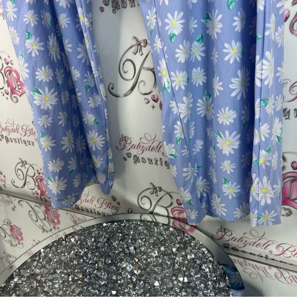 George pants daisy 🌼 flowers grey waist band Light Blue Floral Pajama Pants